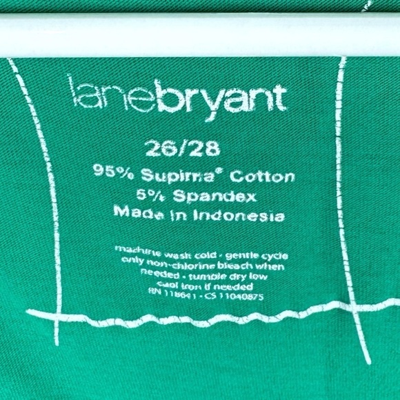 Lane Bryant Green Supima Cotton Pleated Ruffle Pullover V Neck Top - Picture 8 of 8